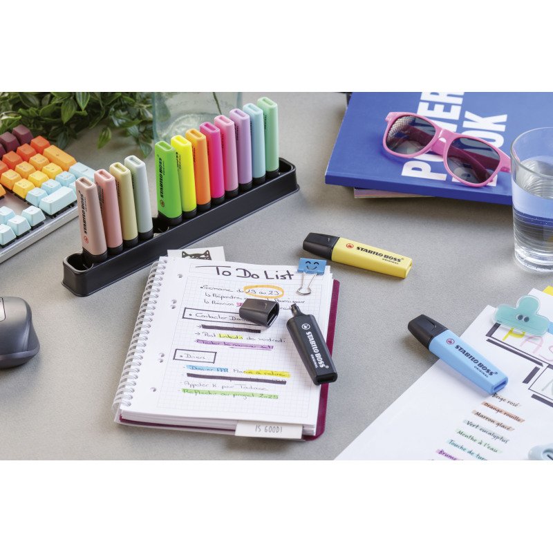 Surligneur Stabilo Boss couleurs fluo nature pastel - Set de 15