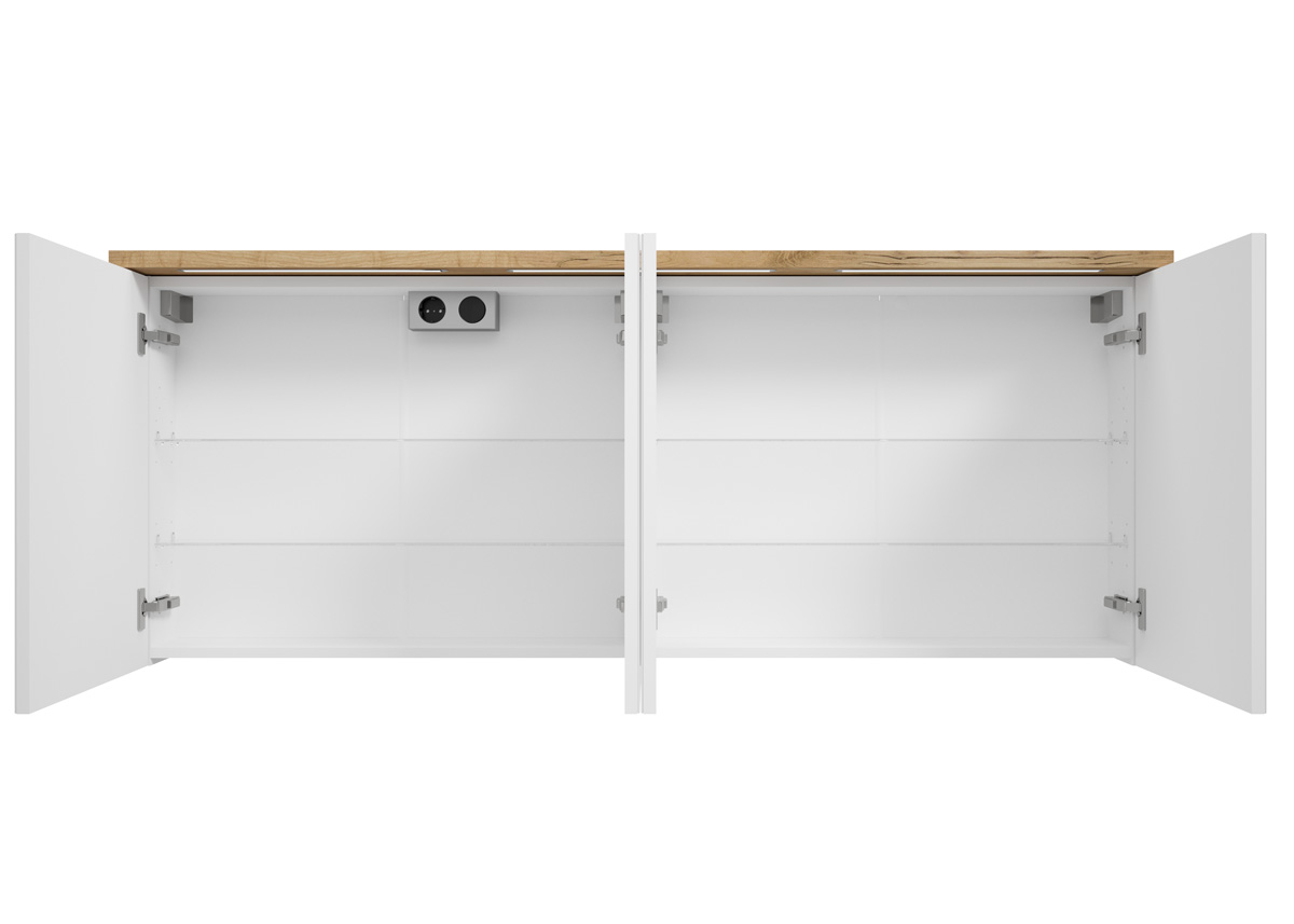 Fontana Grado spiegelkast met verlichting 157cm 4 deuren warm eiken