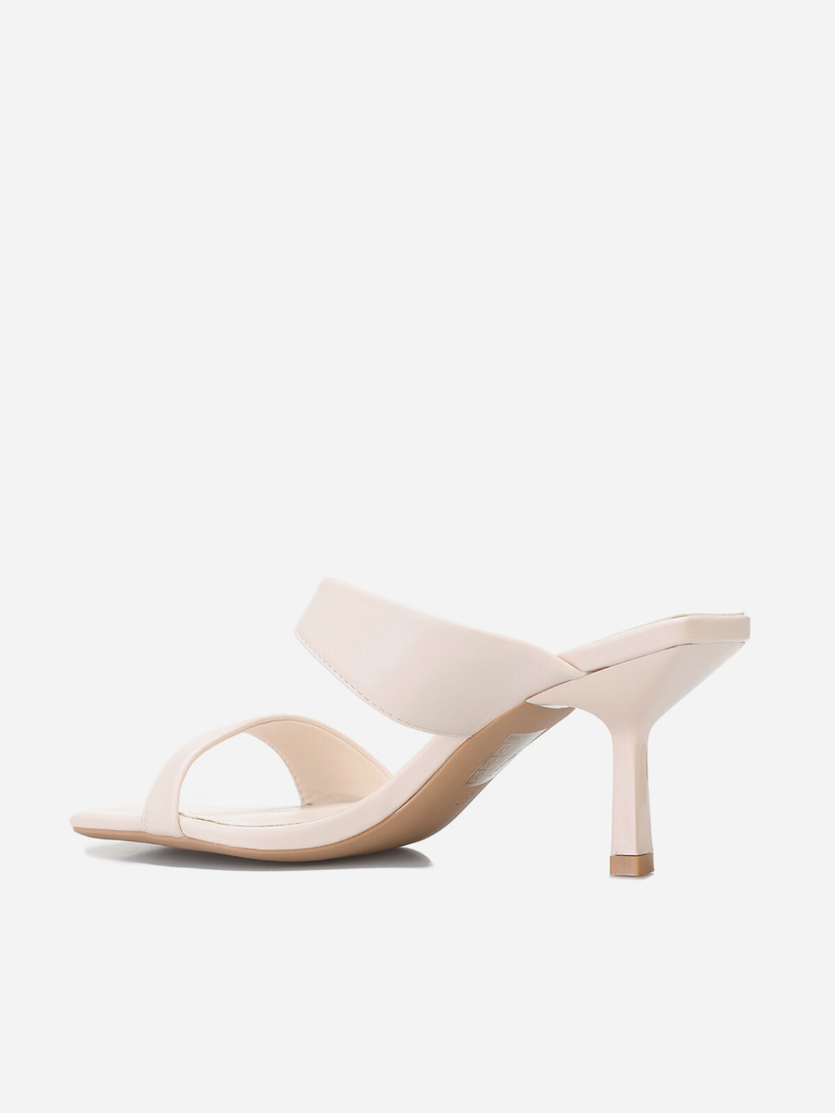 Mules asymétriques et bout carré- Beige