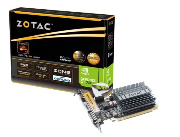ZOTAC NVIDIA® GeForce® GT 730 - ZONE Edition - grafikkort - GF GT 730 - 2 GB DDR3 - PCIe 2.0 x16 lavprofil - DVI, D-Sub, HDMI - blæserløs