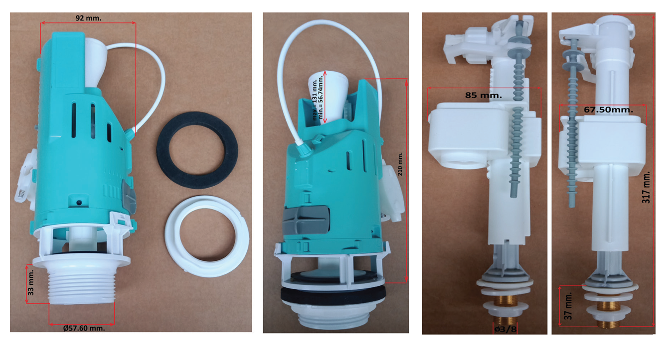 SaniGoods dubbele spoelmechanisme met kabel