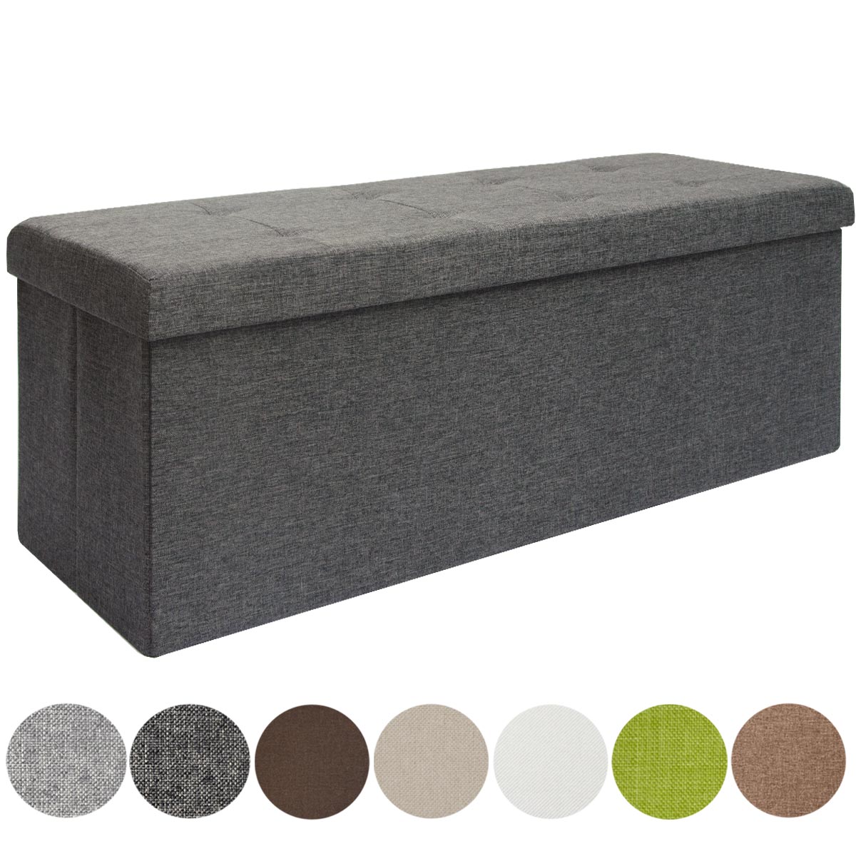 Faltbare Sitzbank 110x38x38cm Sitztruhe inkl. 2 Trennwände 120L Polsterbank Grau