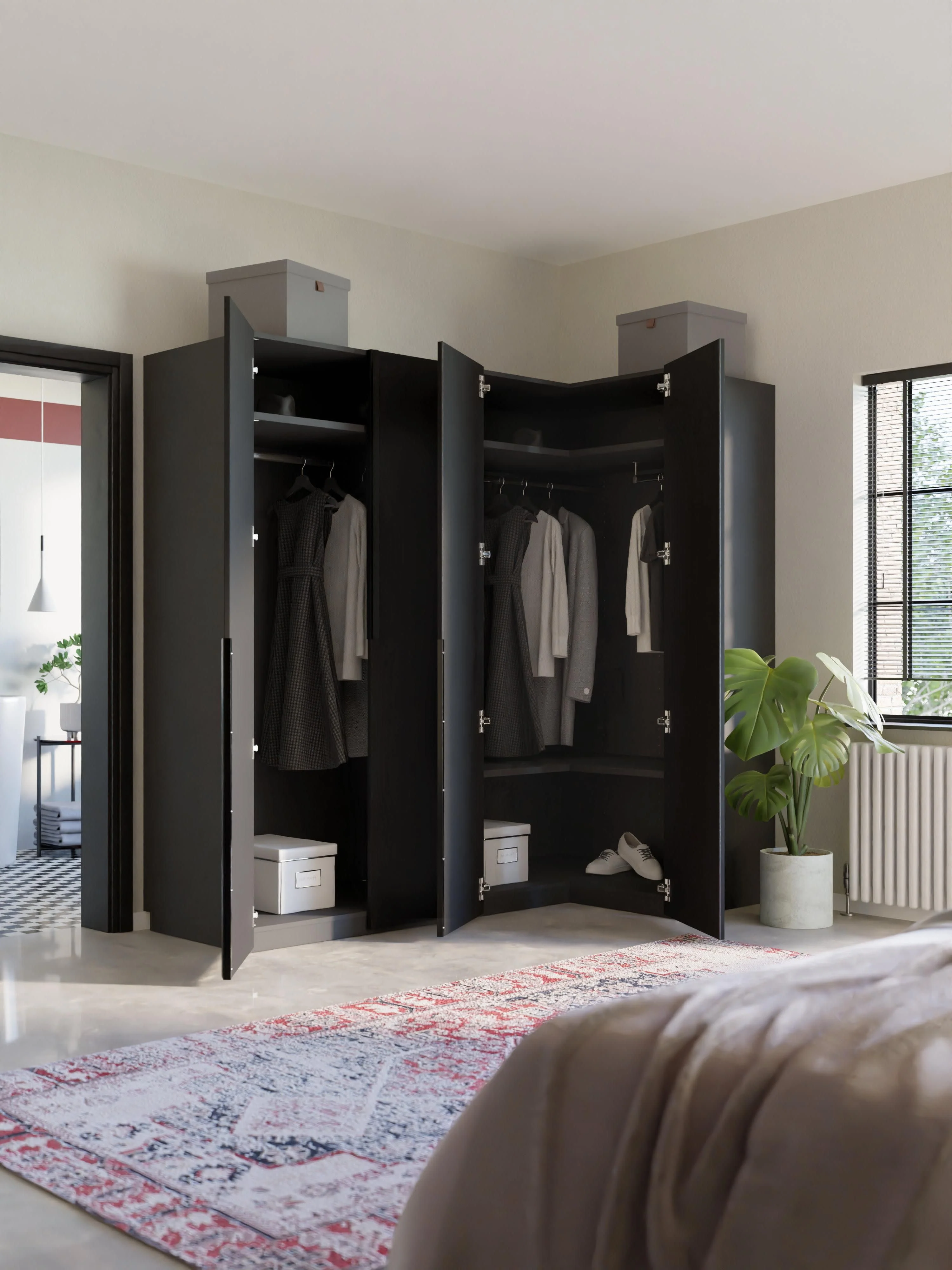 Modulaire hoekkast Leon, 215 cm breed, diverse varianten