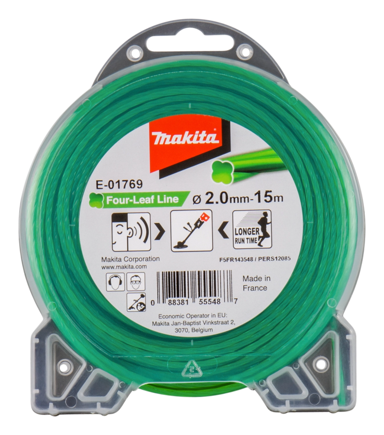 Makita E-01769 Maaidraad Four-Leaf Line groen - 2,00mm - 15 meter