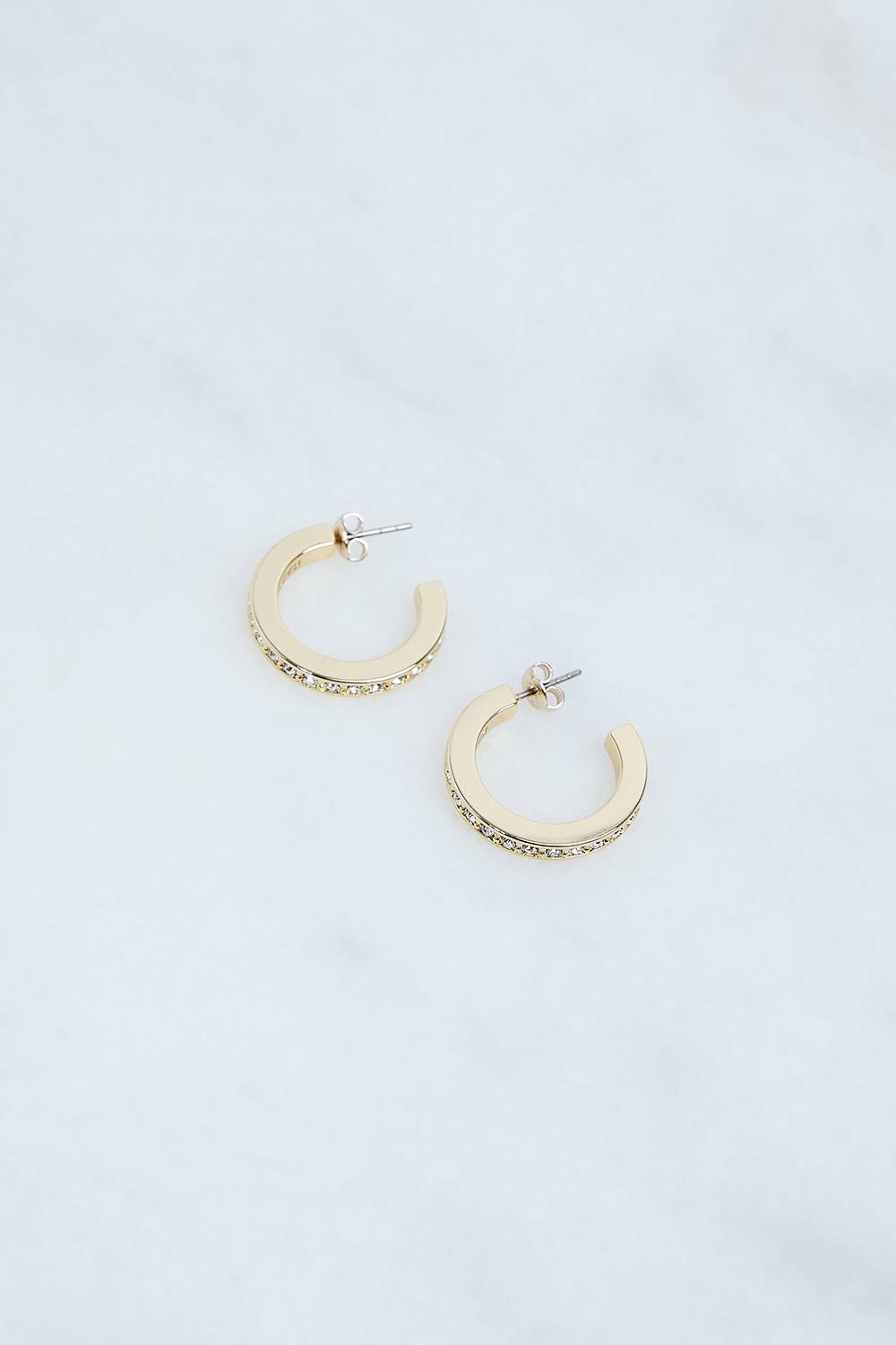 KarenMillen Boucles d'oreilles créoles petites en cristal européen façonné à la main