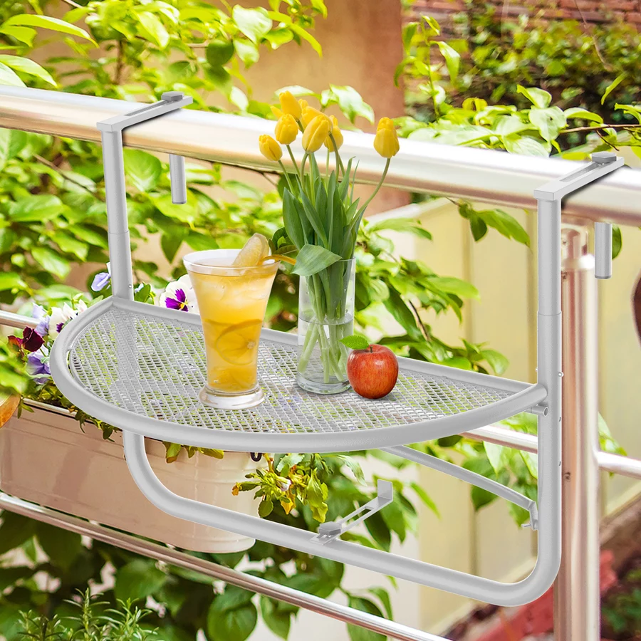 Outsunny Balkonhängetisch höhenverstellbar weiß
