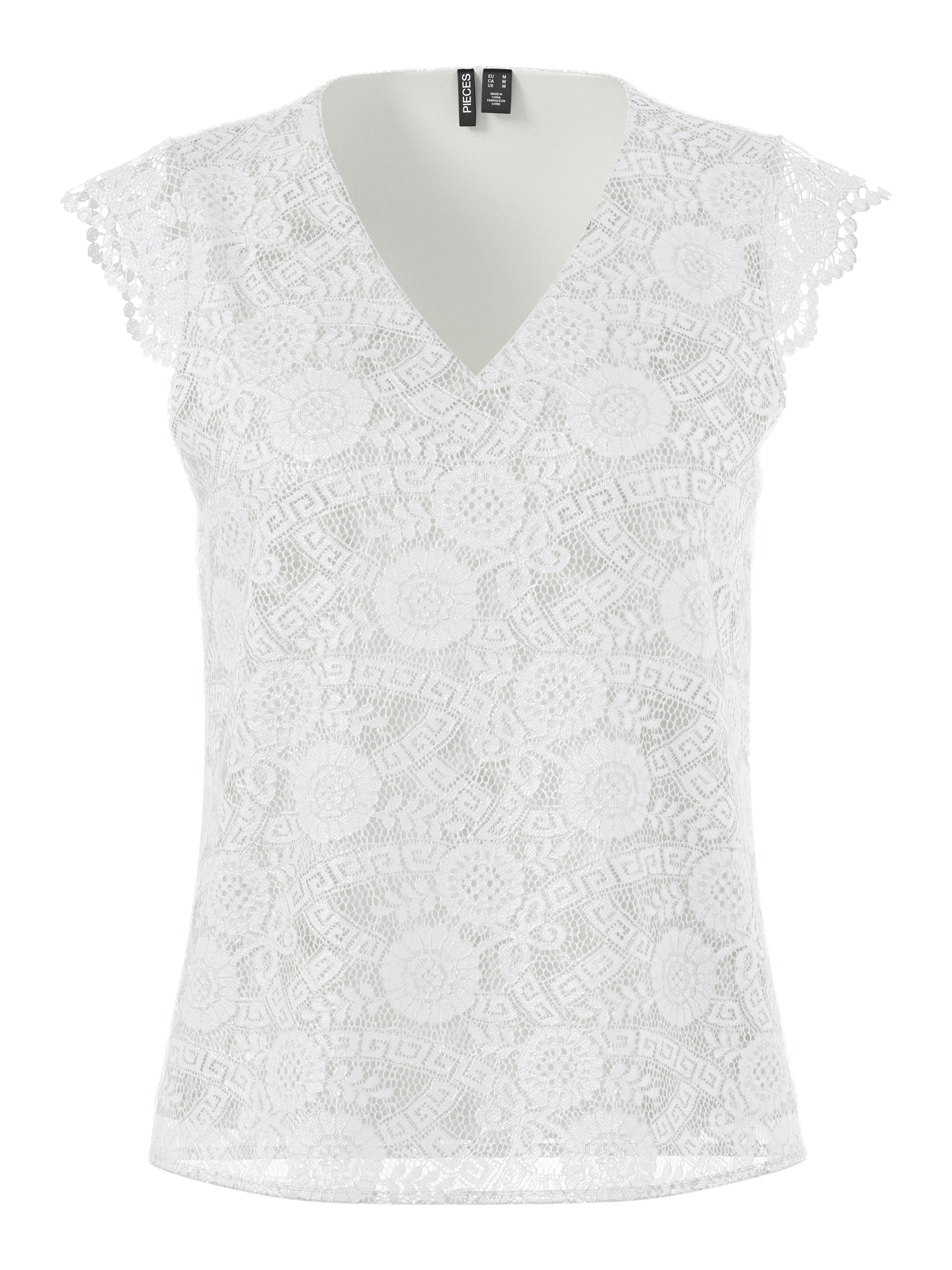 pieces Spitzentop »PCOLLINE SL LACE V-NECK TOP WVN NOOS«