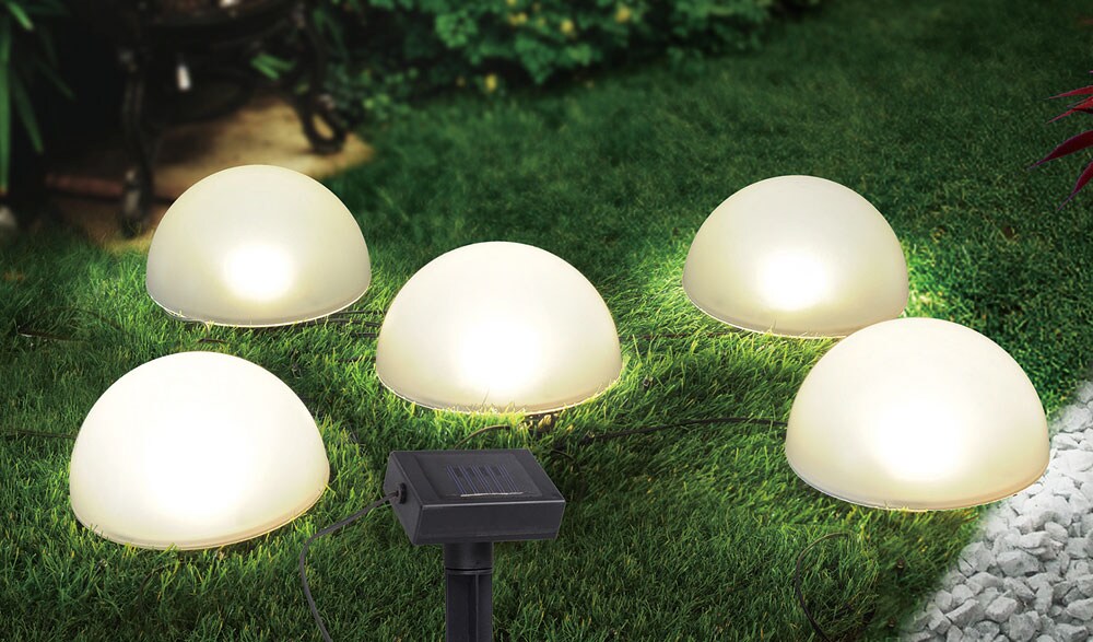 5er Set LED Solarleuchten, Erdspieß, warmweiß, Höhe 15 cm