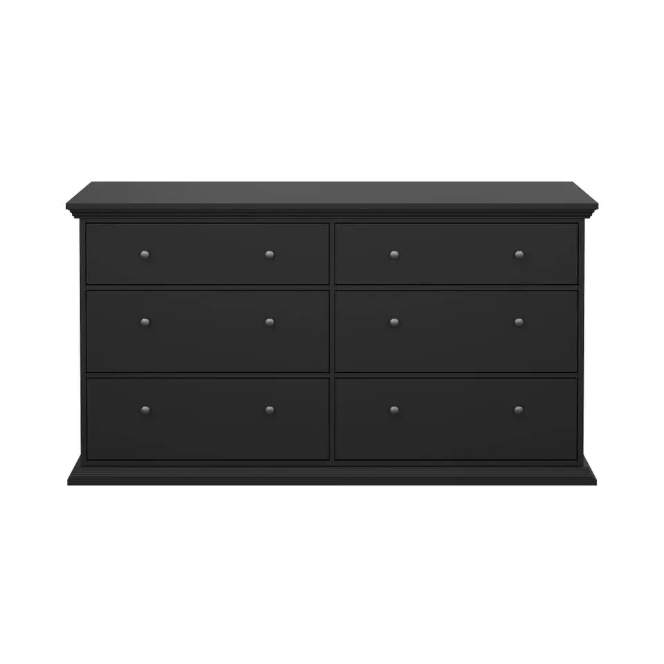 Hioshop North kommode 6 laden zwart mat