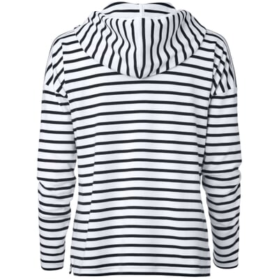 Damen-Hoodie gestreift, Weiß-Navy