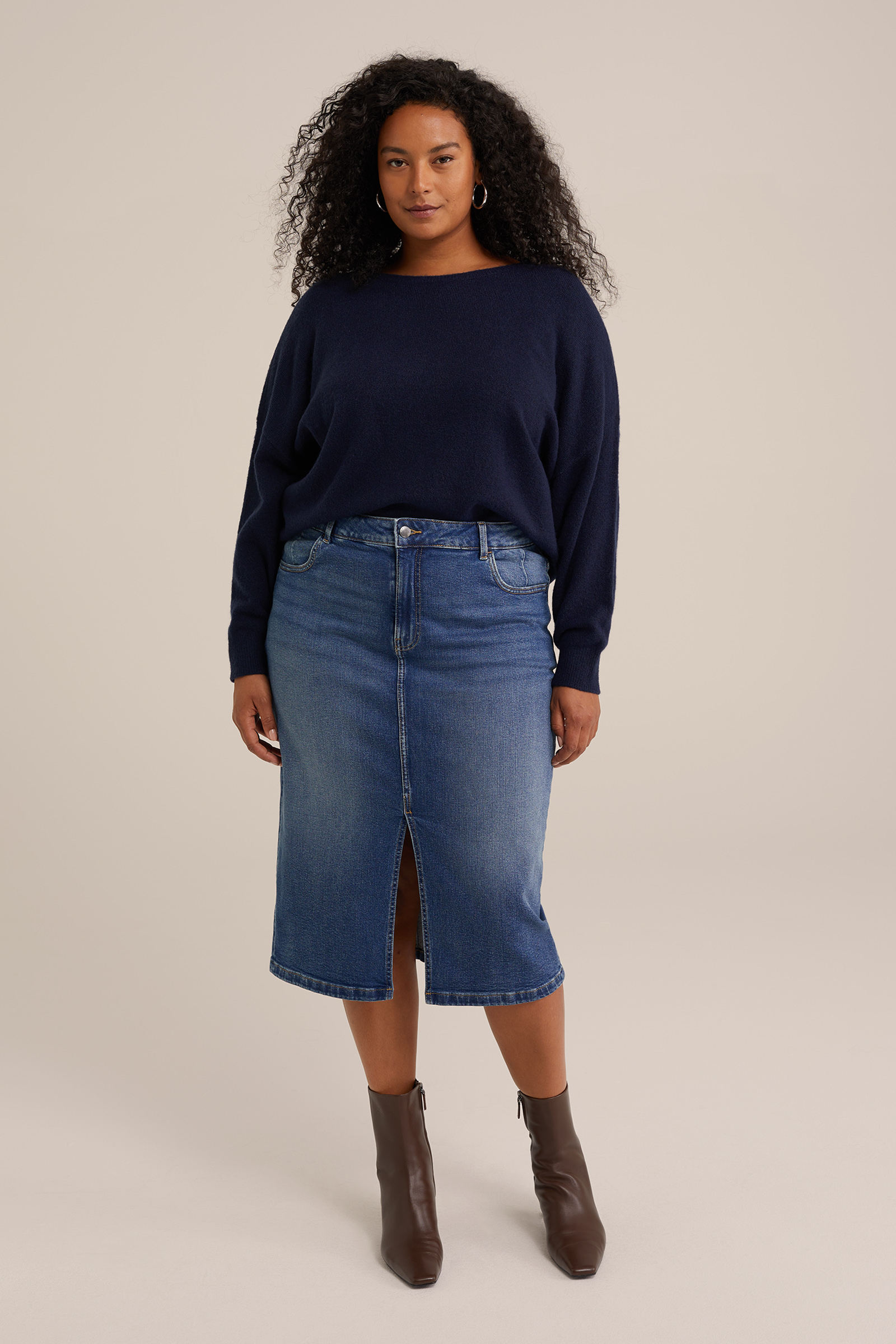 high rise denim rok - Curve Blue Ridge Donkerblauw
