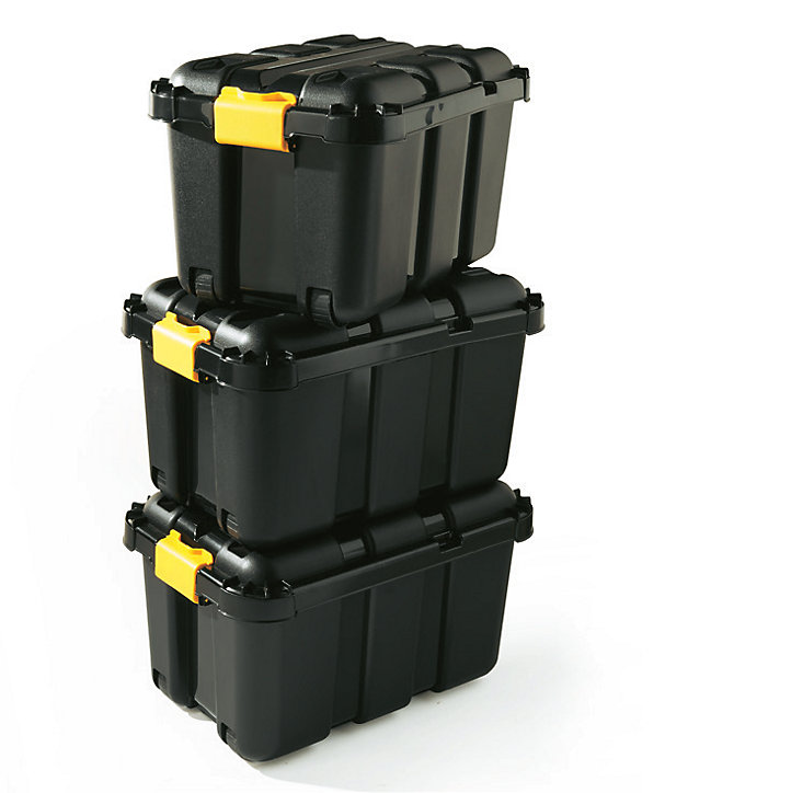 Lot de 3 malles de rangement 49L Skyda Form noir avec couvercles