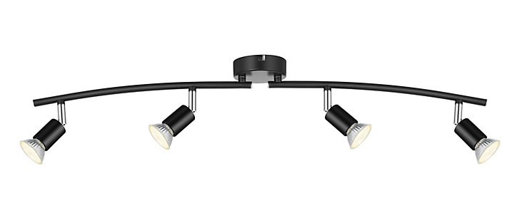 Réglette spot 4 lumières GU10 7W Sasha noir mat L.78 x L.9 x H.14.5 cm