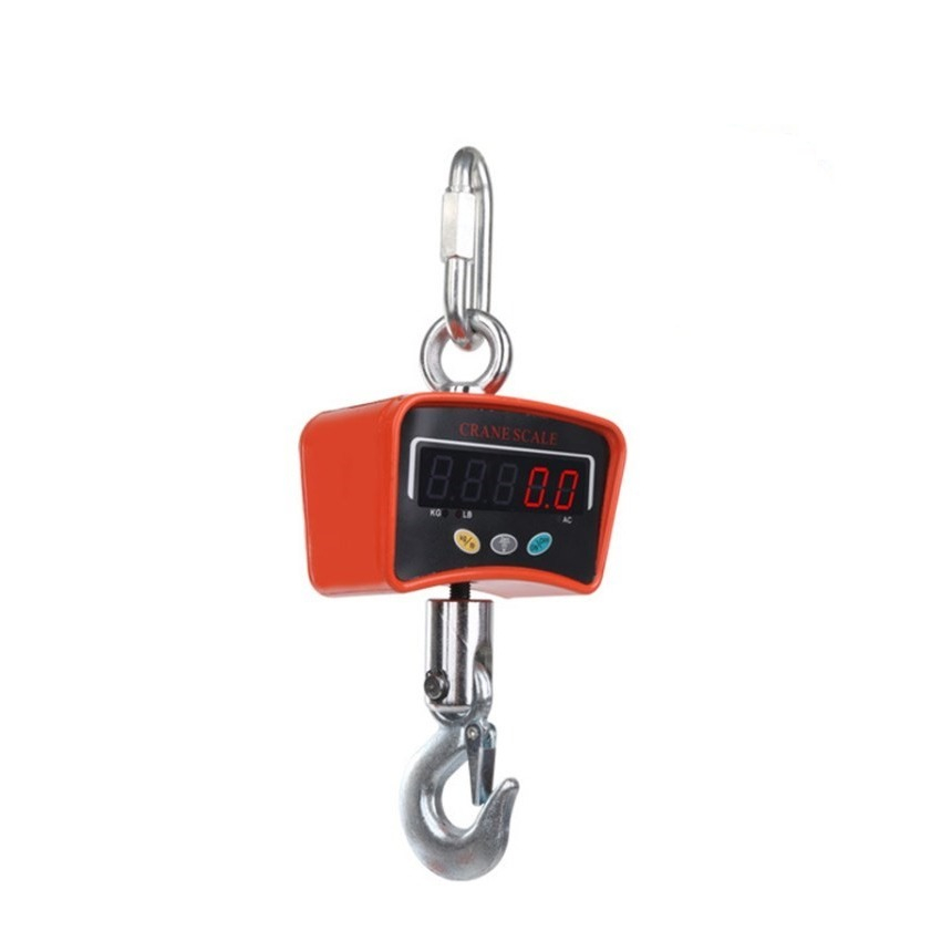 Digitale Fischer Kranwaage Angel Hakenwaage mit LCD-Anzeige (bis 500kg Gewicht) - Orange