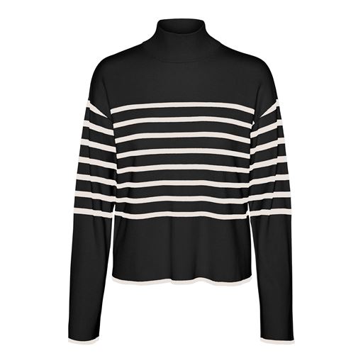 Vero Moda New Happiness Striktrøje, Black/Birch, M