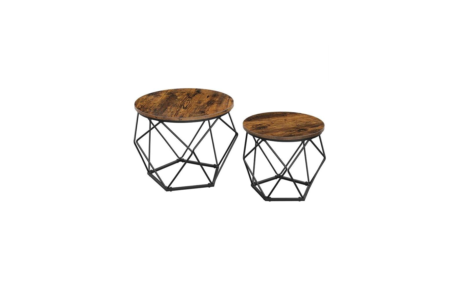 Couchtisch 2er Set 40/50 x 36 cm/40 cm, Braun/SchwarzCouchtische