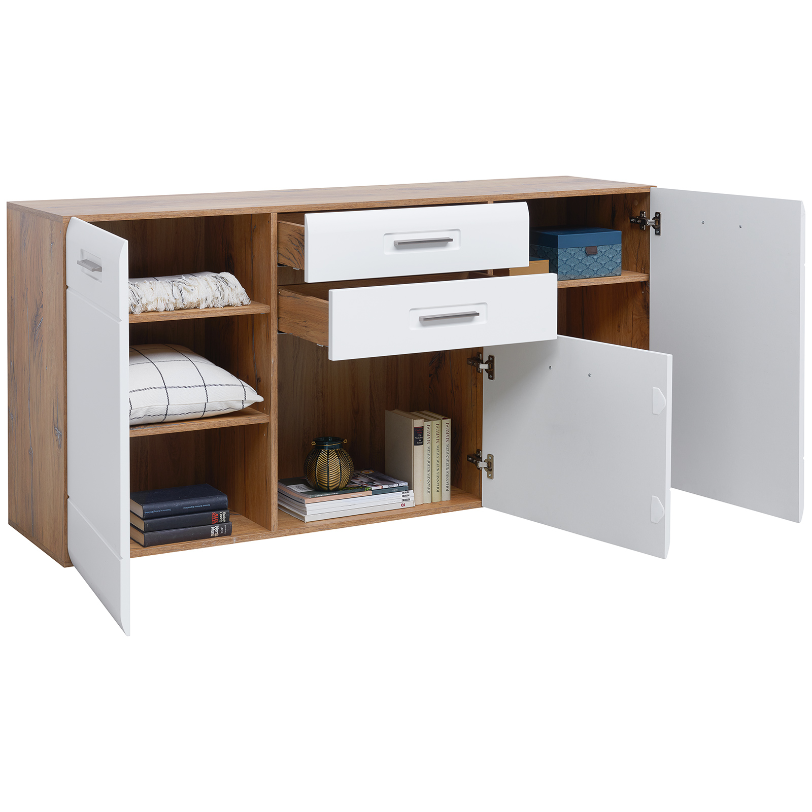 Luca Bessoni Sideboard AURIS - weiß-Flagstaff Eiche - 163 cm