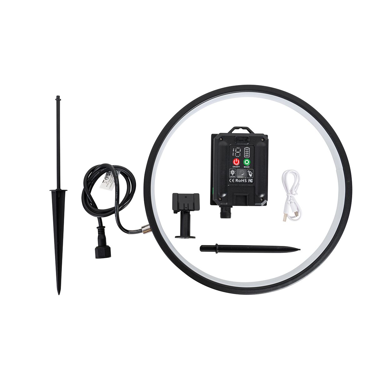 Set van 2 prikspots zwart 60cm incl. LED oplaadbaar en solar IP65 - Adalind