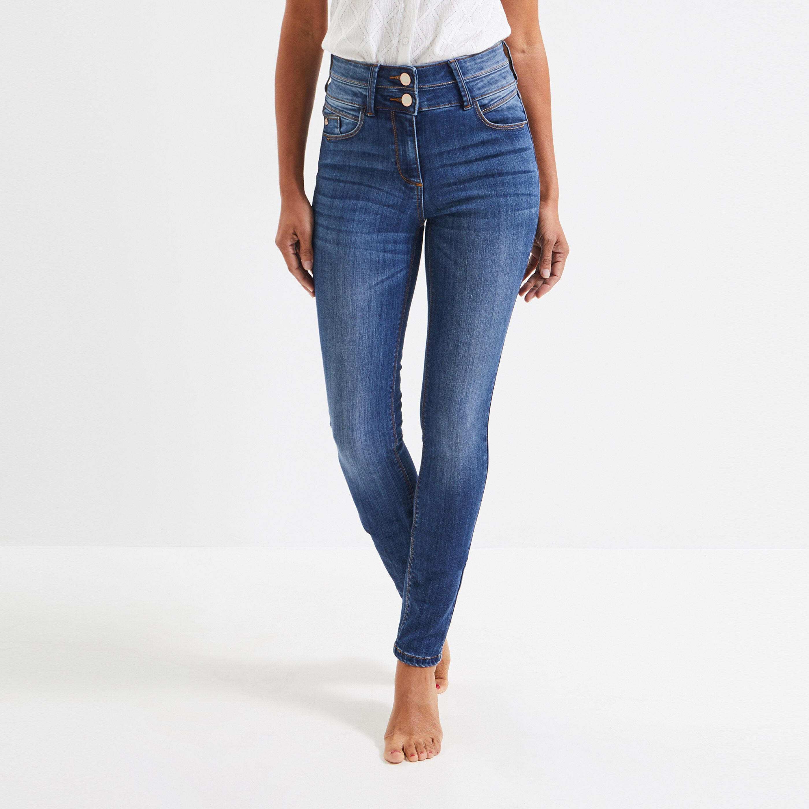 Jean slim taille haute MILAN femme - DARK STONE