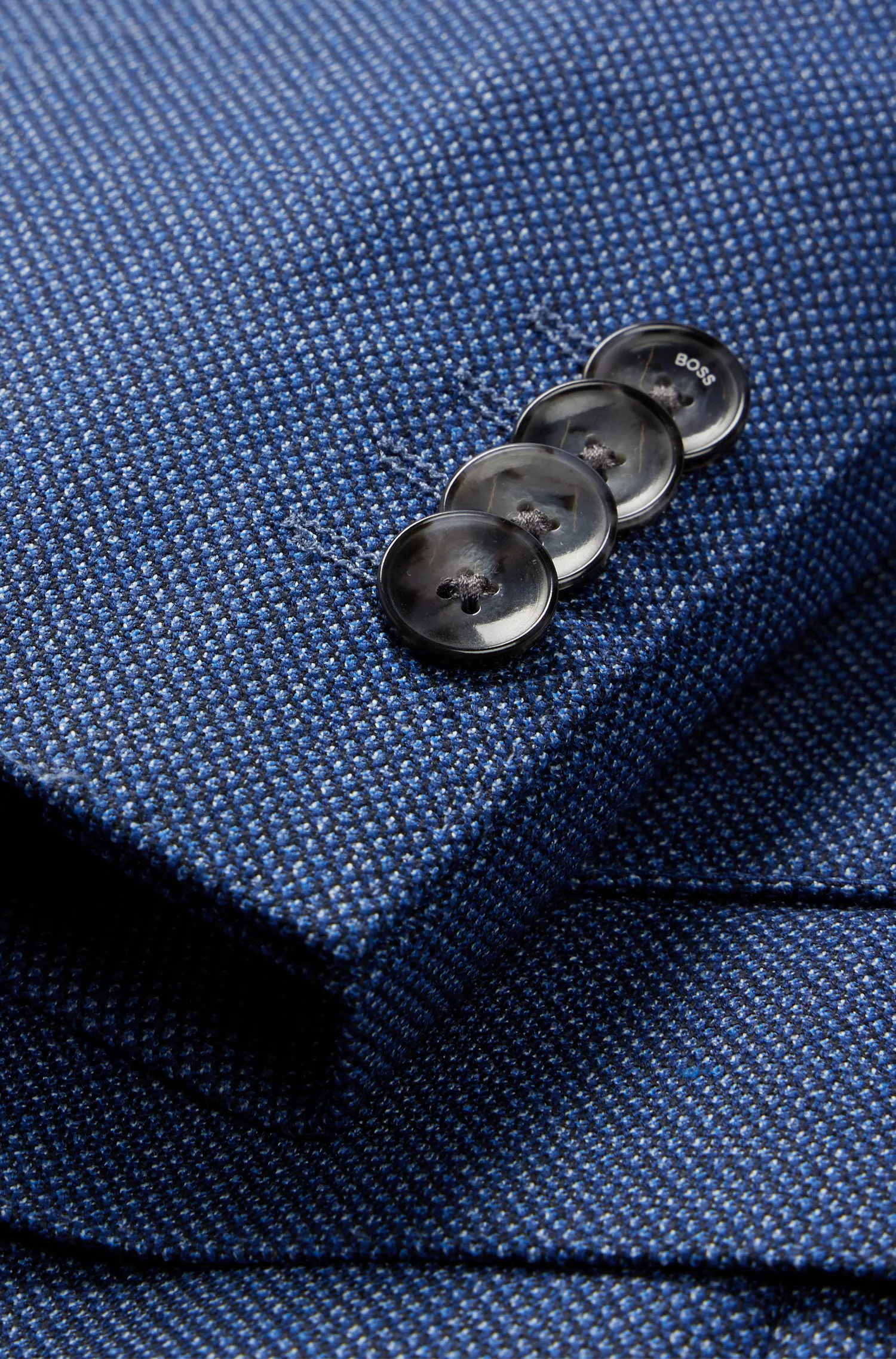 Terno slim fit de três peças BOSS preto em mistura de lã.