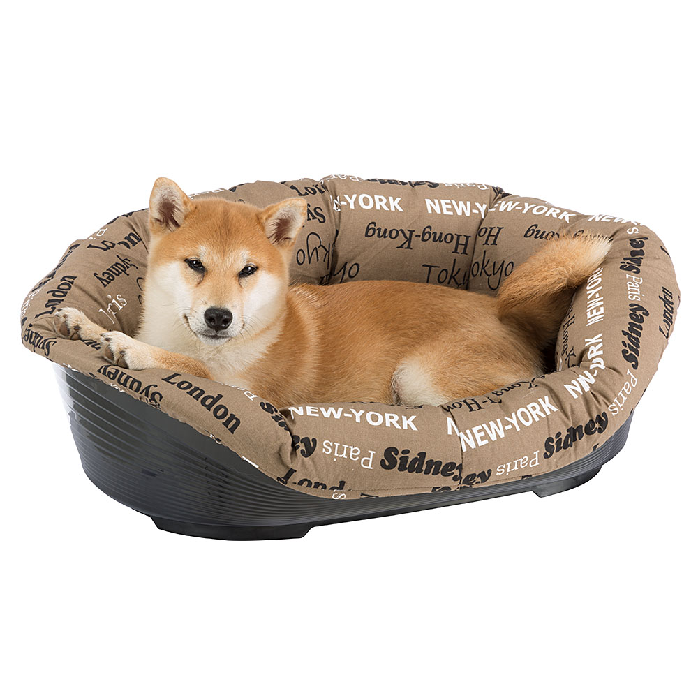 Ferplast panier chien avec coussin sofa' 8 en coton lavable, lit pour chien en plastique rembourré, corbeille en plastique et