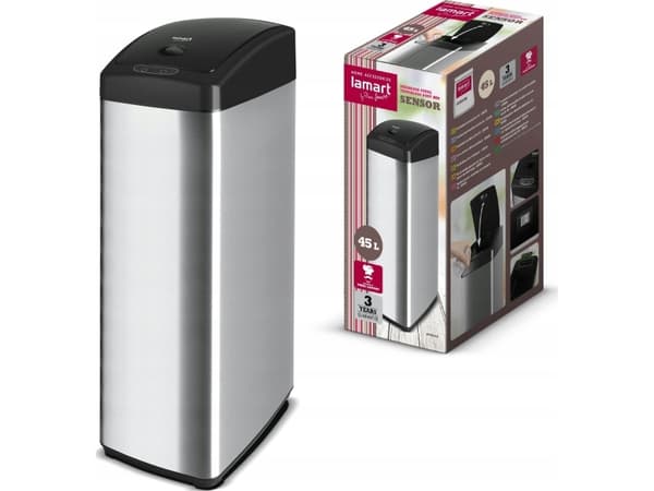 Lamart LT8049 søppelbøtte. HÅNDFRI KURV. 45L SENSOR LAMART