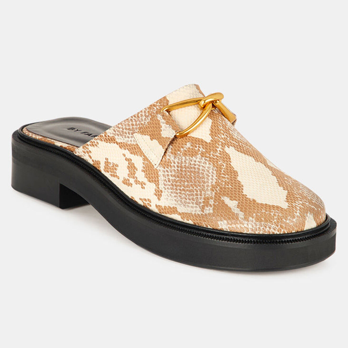 By Far Mules en Cuir Sabot beige