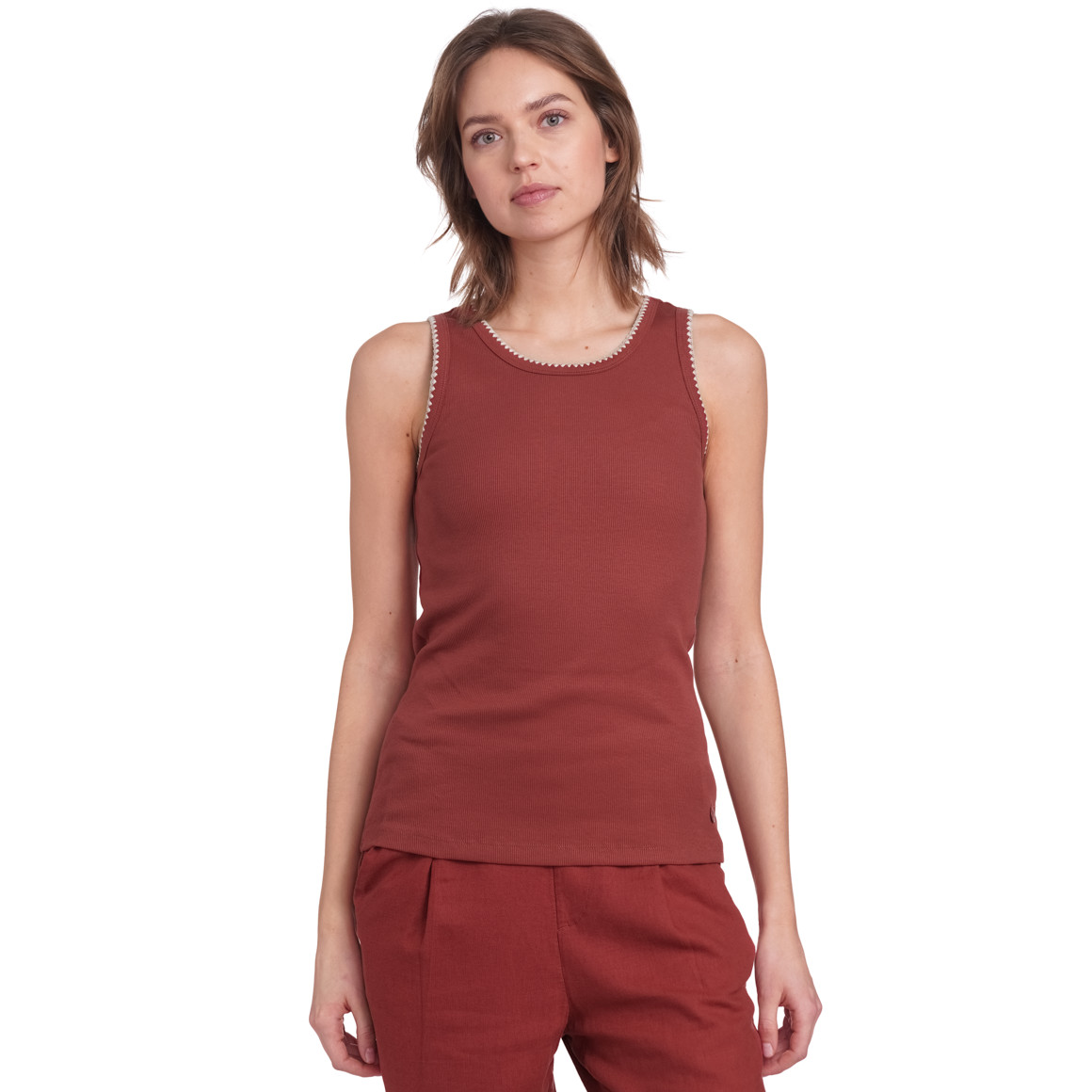 Gina Collection Damen Top mit Rippstruktur bordeaux