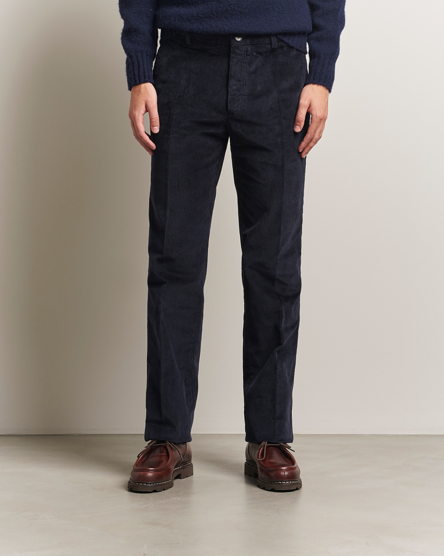 Incotex Regular Fit British Corduroy Trousers Navy