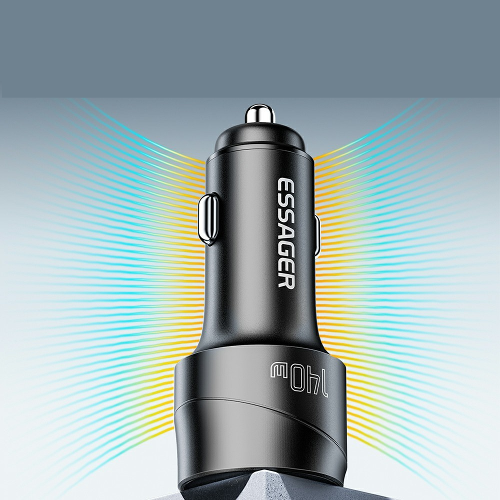 (140W) Universal USB A / USB C Auto KFZ Ladegerät mit LED Beleuchtung - Schwarz