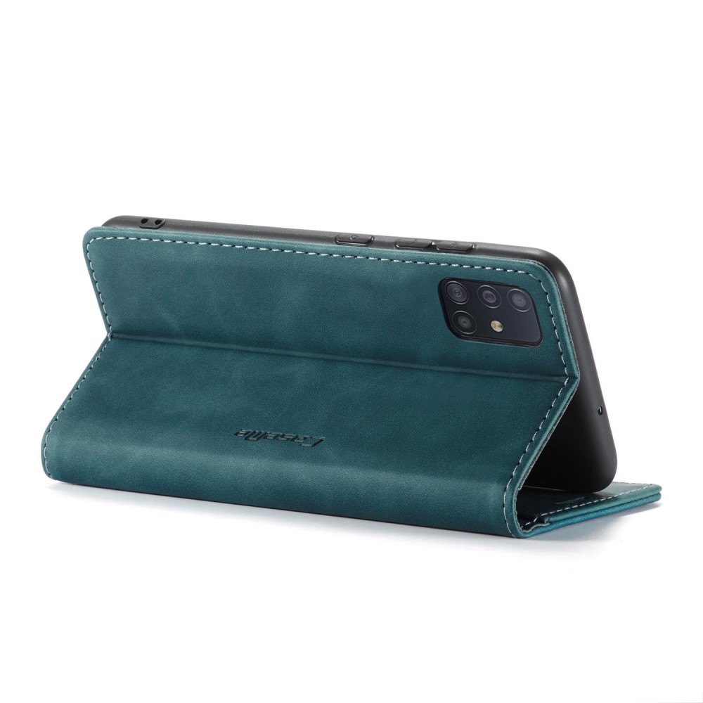 Samsung Galaxy A51 (2019) Leder Tasche Flip Wallet Etui mit Kartenfächern - Blau / Grün