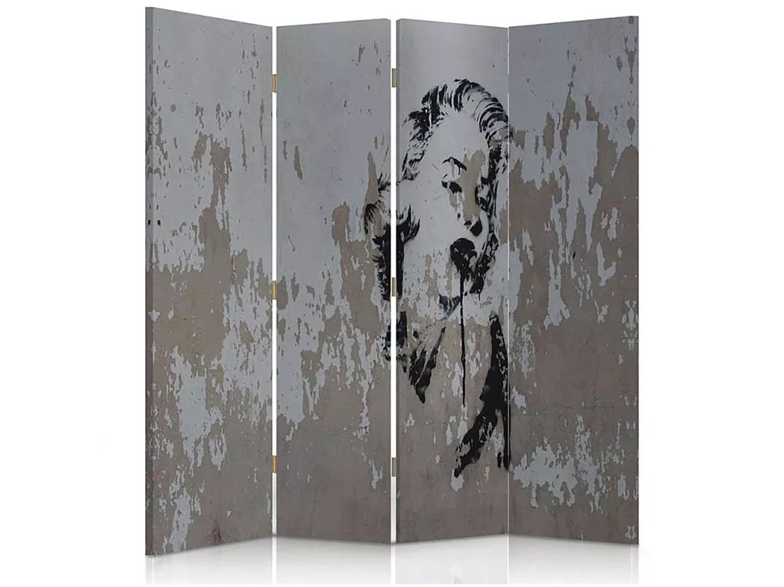 Paravent Design Portrait Féminin Artistique 4 Panneaux - 145 x 180 cm - 2 faces R° V°