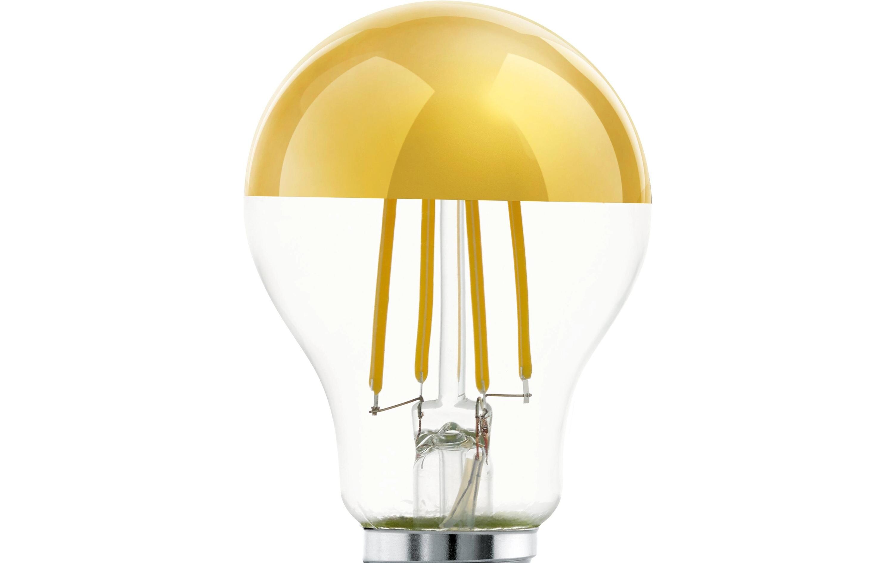 Lampe 7.3 W E27 WarmweissFilament LED-Glühbirne mit gold verspiegelte Kolbenkuppe