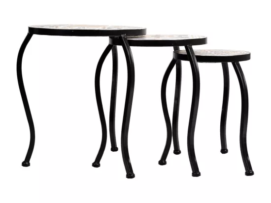 Ensemble de 3 supports en mosaïque et métal noirs