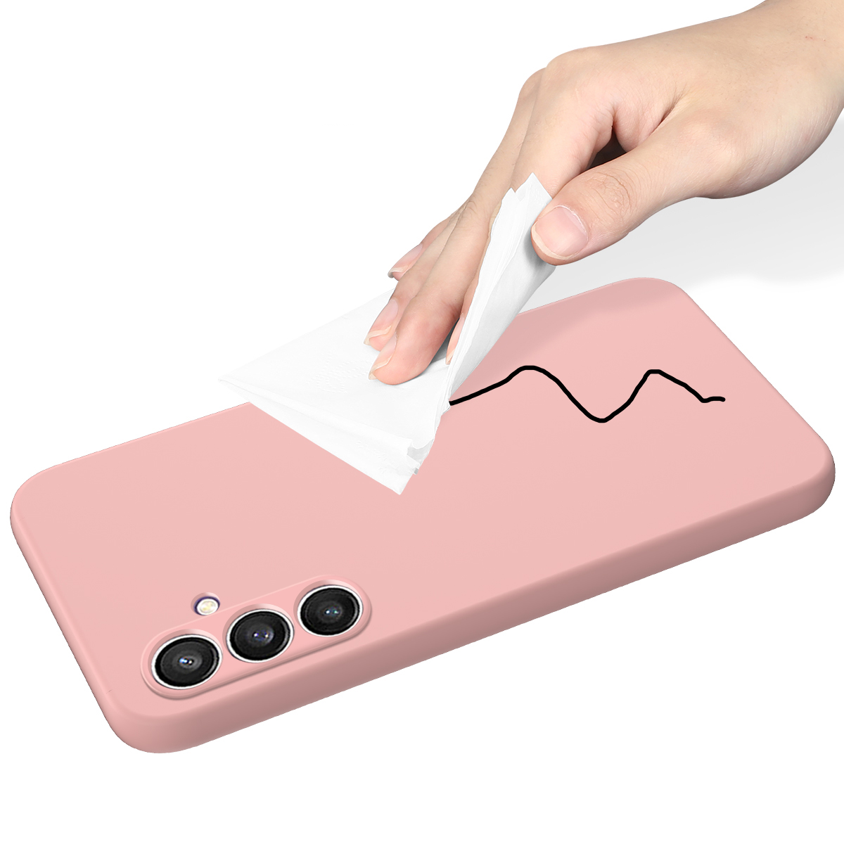 Samsung Galaxy S24 FE Silikon Case Hülle mit Kameraschutz   Handschlaufe - Rosa