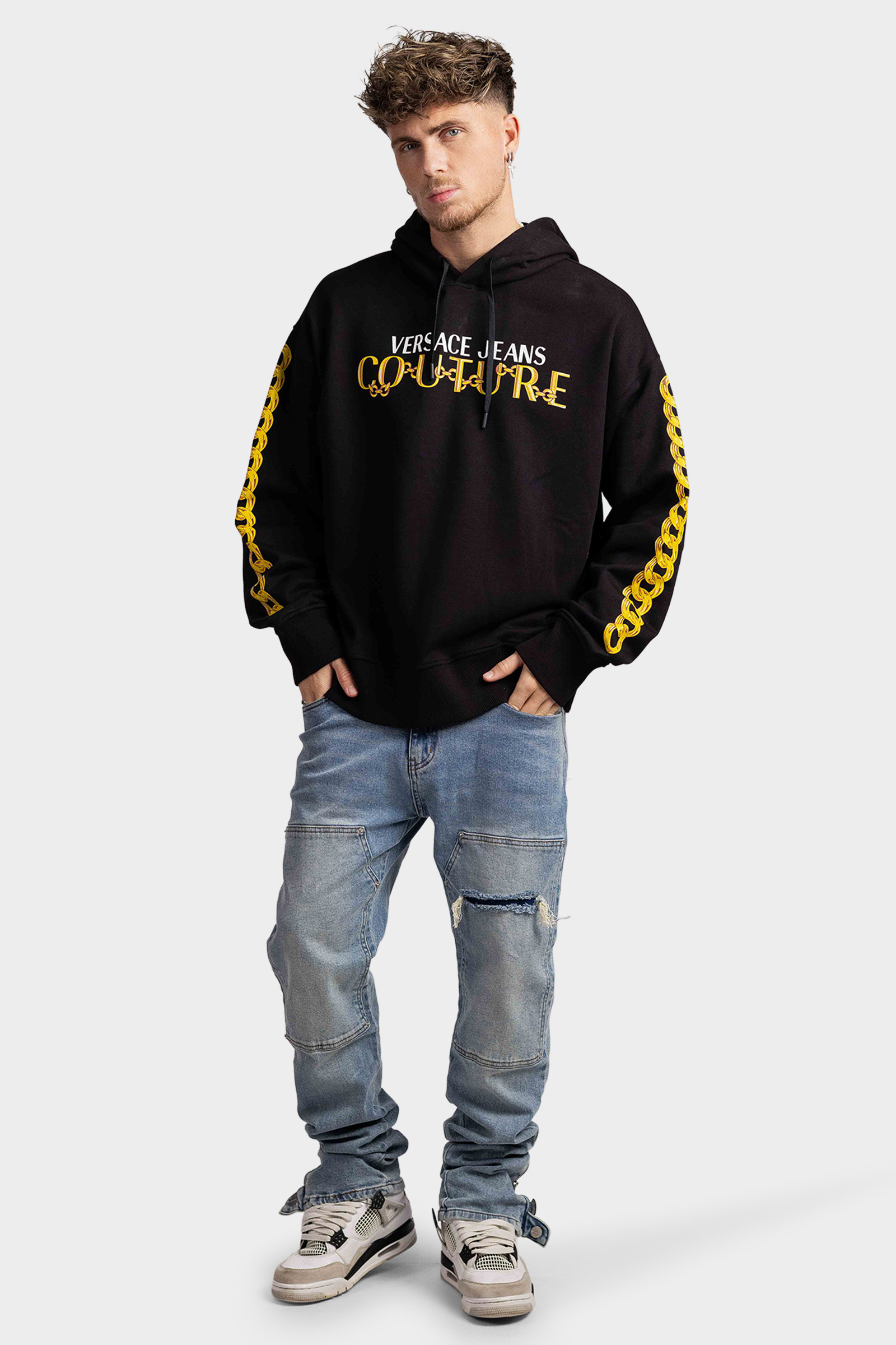 Versace Jeans Couture Chain Logo Hoodie Zwart/Goud