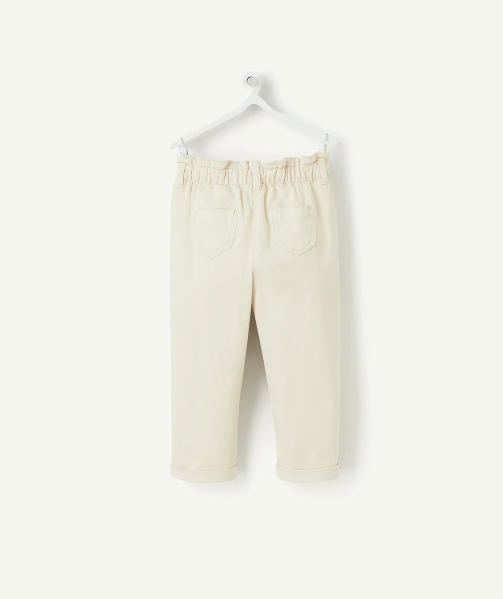 PANTALON RELAX BÉBÉ FILLE EN FIBRES RECYCLÉES BEIGE
