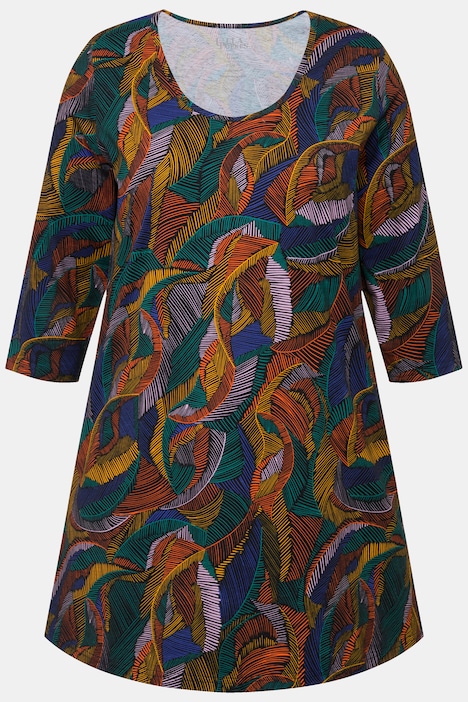Longshirt, Blätter, Rundhalsausschnitt, 3/4-Arm
