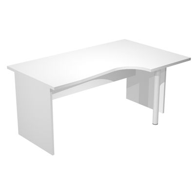 Bureau compact Trend - retour à droite avec pieds panneaux + pied de renfort - L160 - plateau blanc