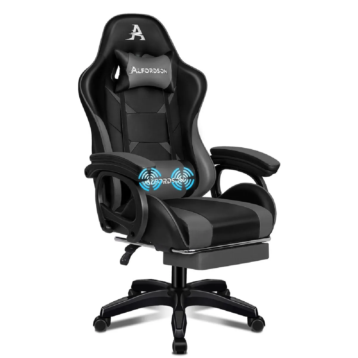 ALFORDSON Chaise Gaming - Gris/Noir