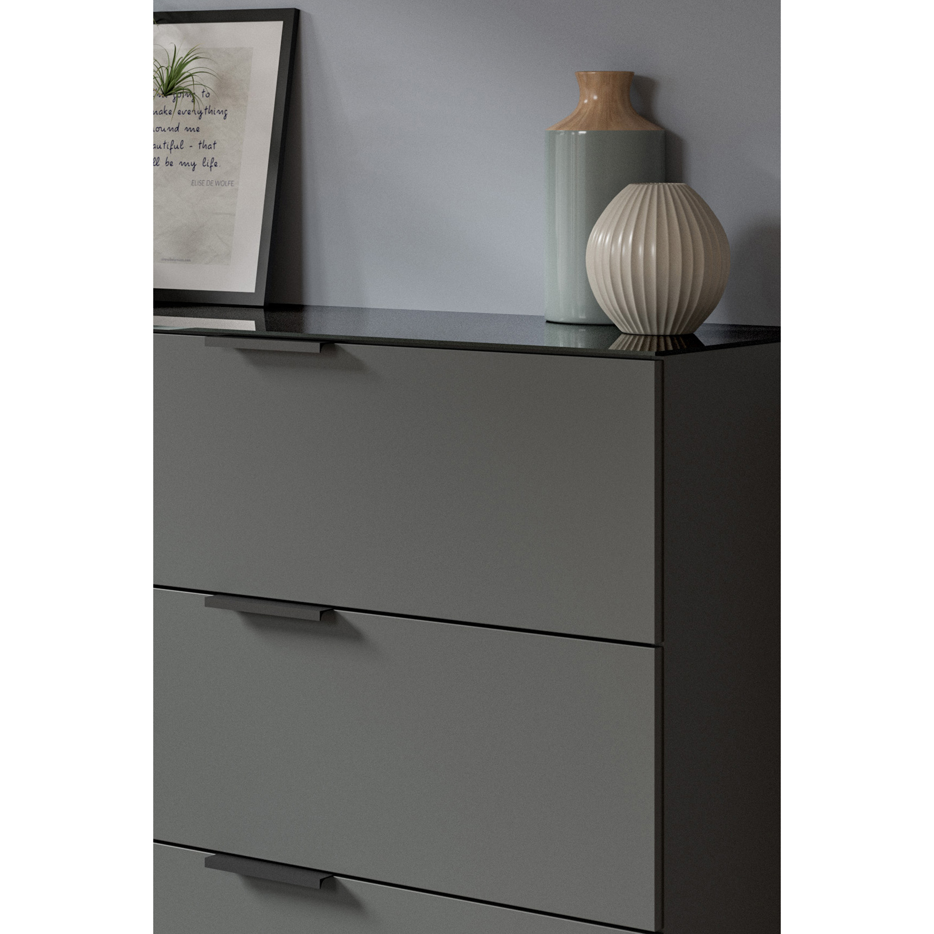 Sideboard RAY - anthrazit - Glasplatte - 160 cm