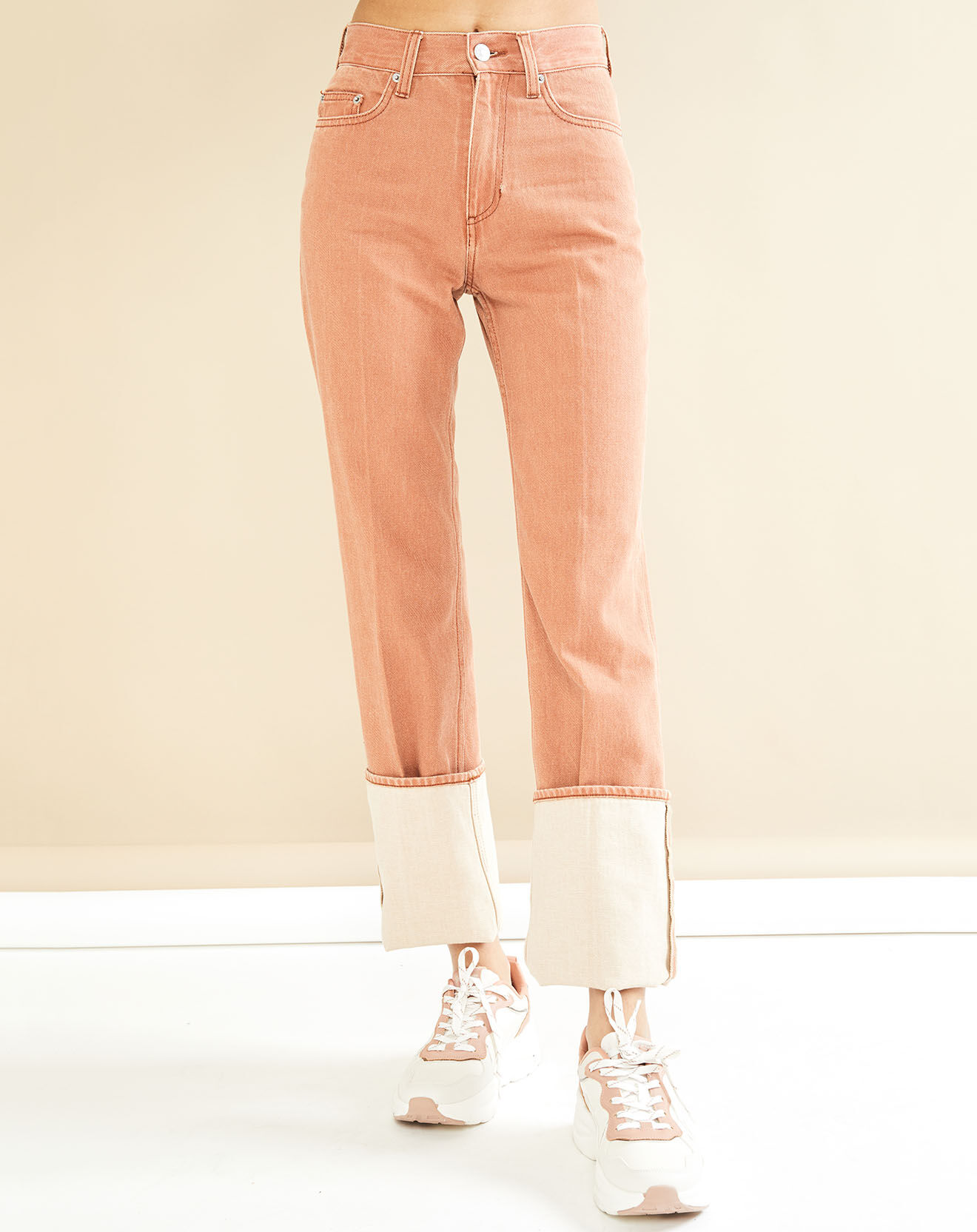 Bellerose Jean droit 100% Coton Bio Priest orangé