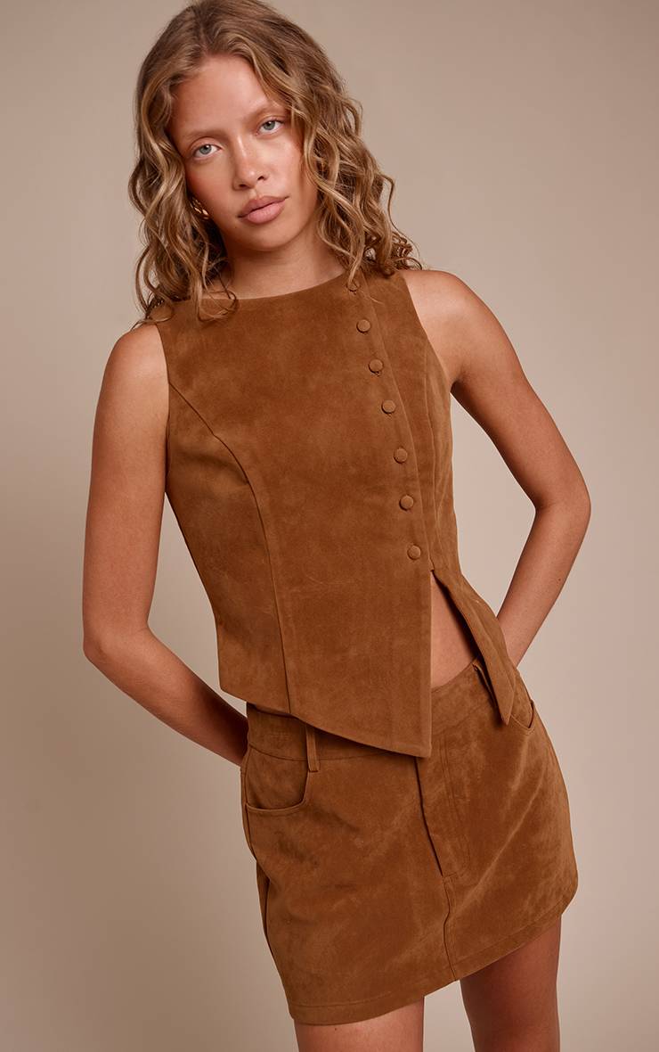 Camel Gilet Asymétrique En Synthétique Avec Détail De Boutons