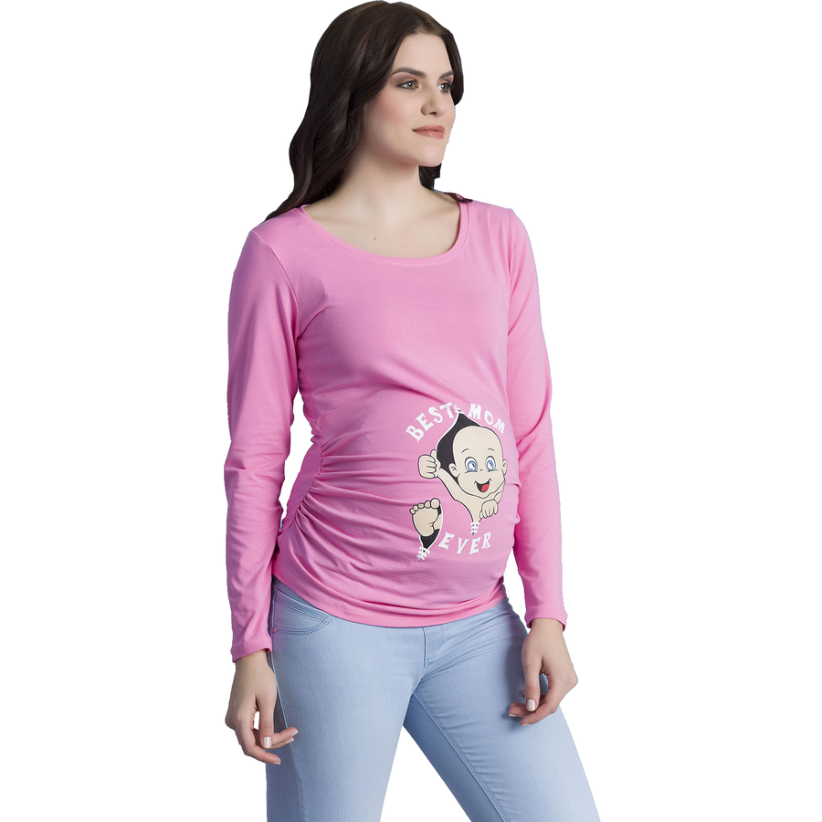 M.M.C. Umstandslangarmshirt Best Mom Ever mit Motiv Rosa