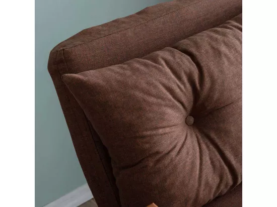 Fauteuil convertible Yolanda Métal Noir et Lin Marron clair