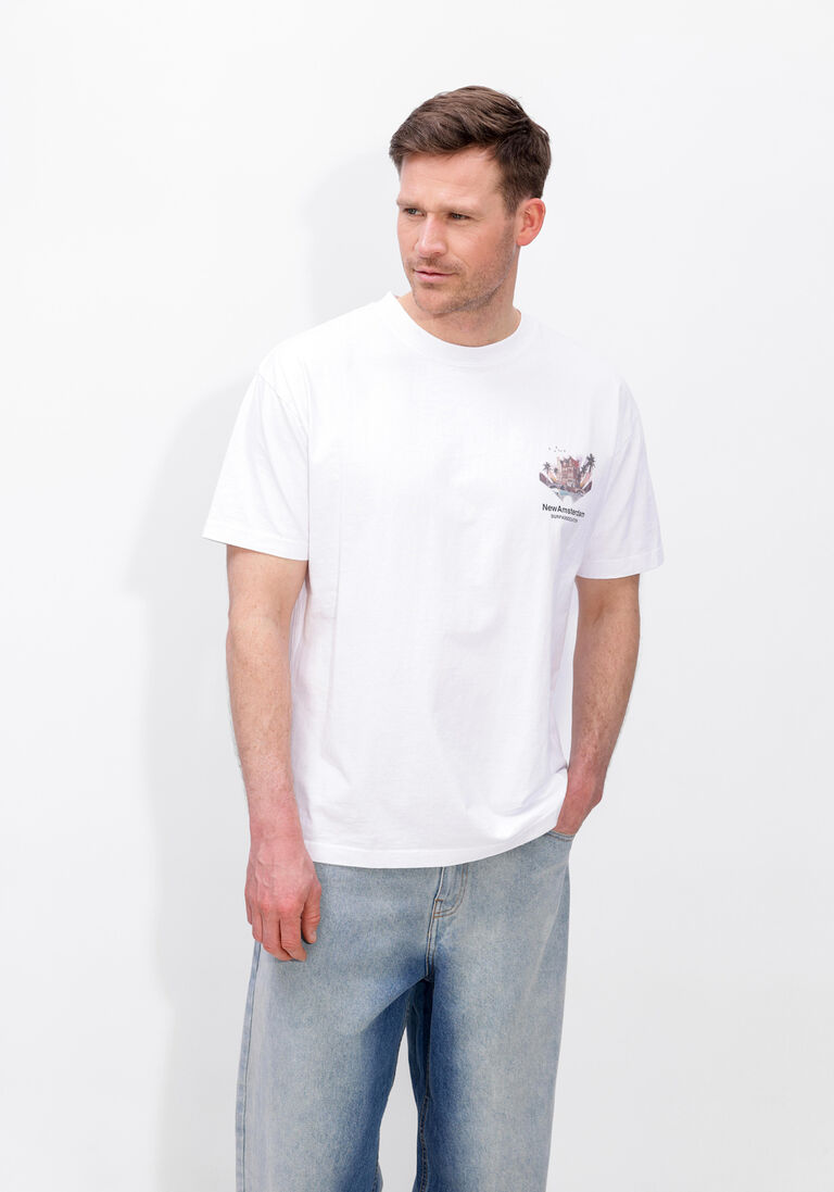lichtblauwe new amsterdam surf association polo tropical tee