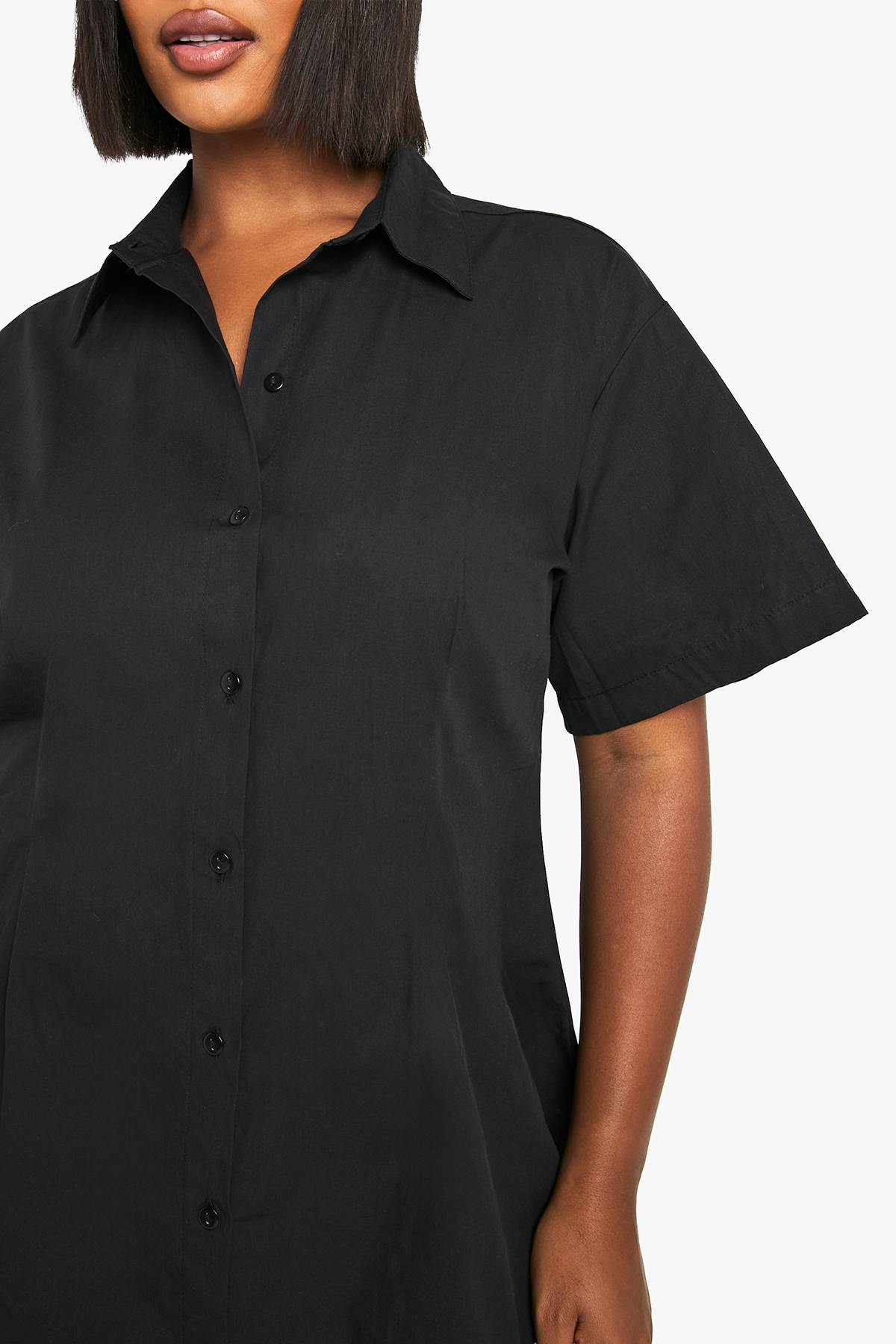 boohoo Plus Poplin Cinched Shirt Dress
