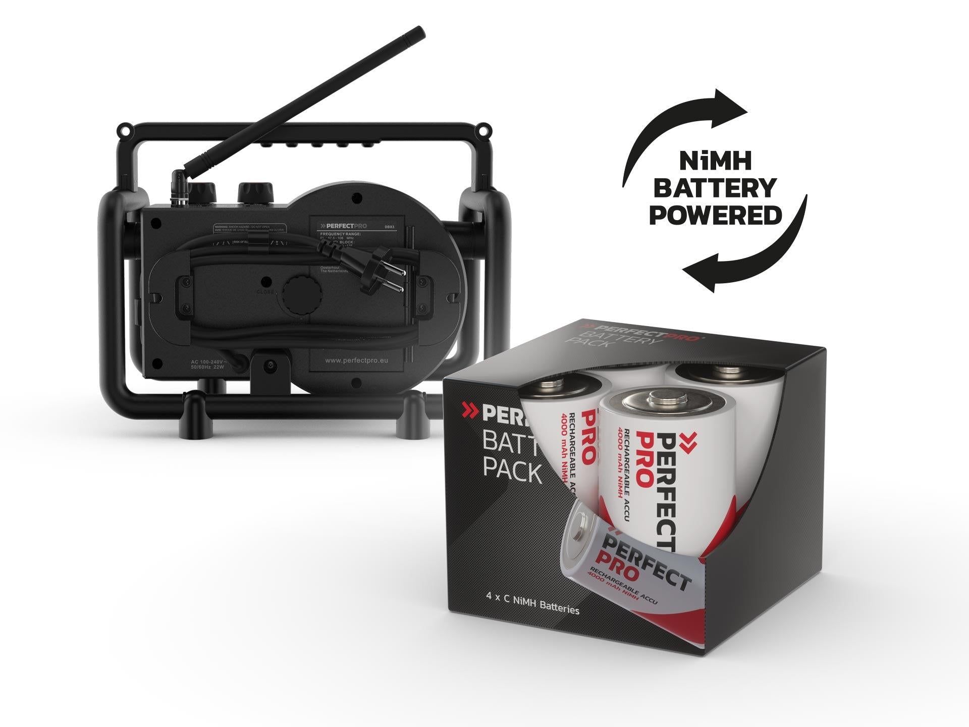 Perfectpro DBX3 DABBOX Bouwradio DAB  FM Bluetooth Oplaadbaar