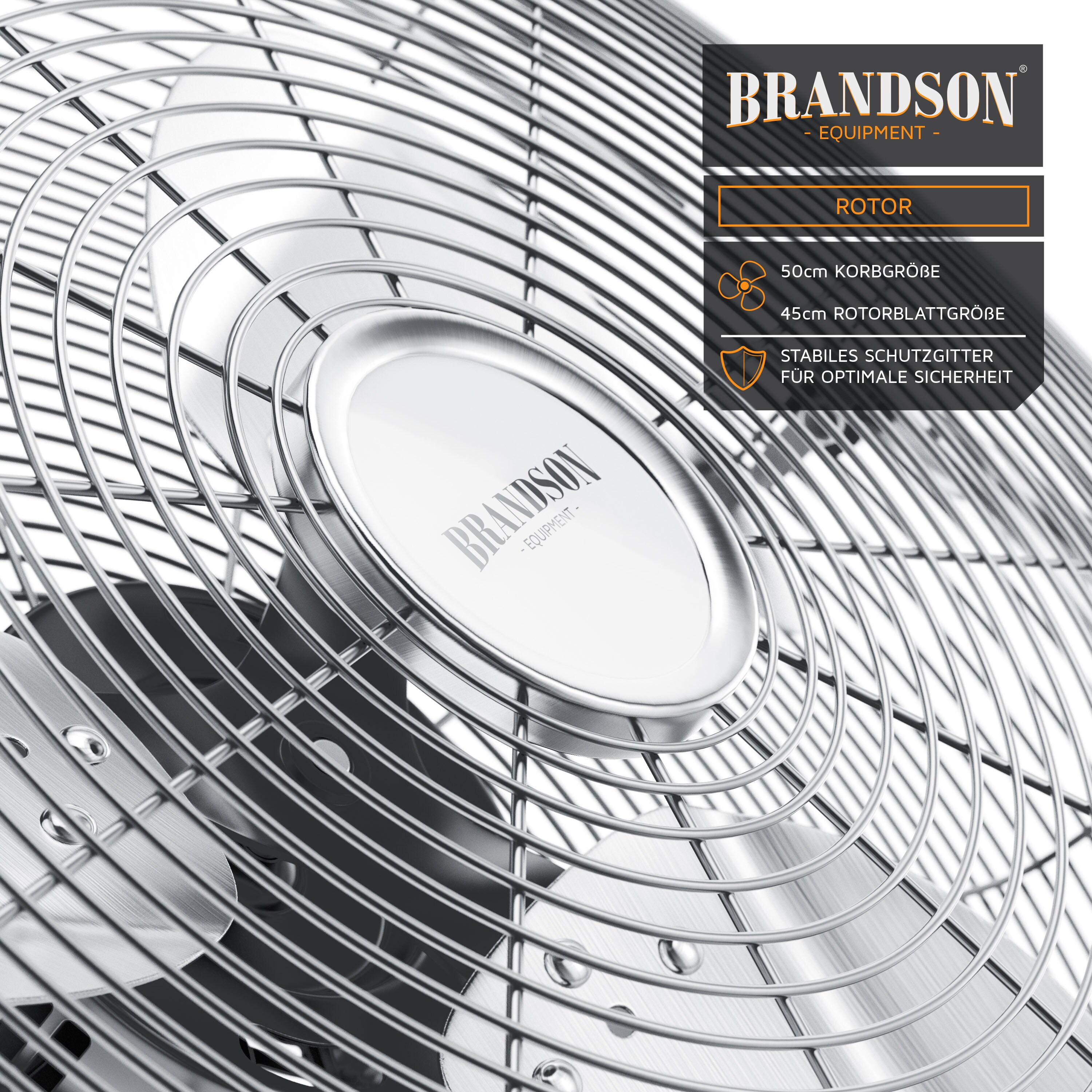 Brandson Bodenventilator Retro Stil, Windmaschine 50 cm, Ventilator, Standventilator, hoher Luftdurchsatz, Bodenventilator, stufenlos neigbar, Silber