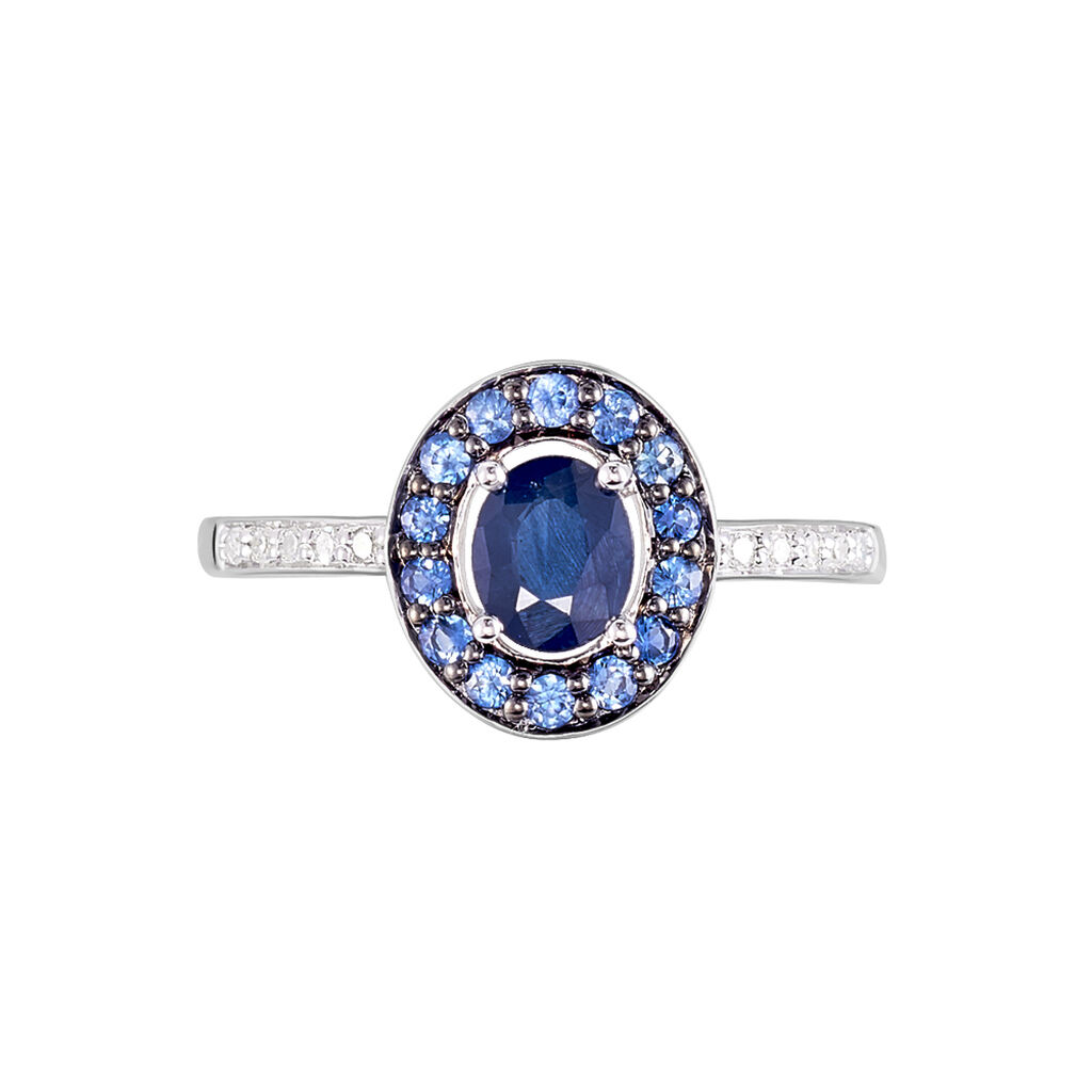Bague Leona Or Blanc Saphir Diamant